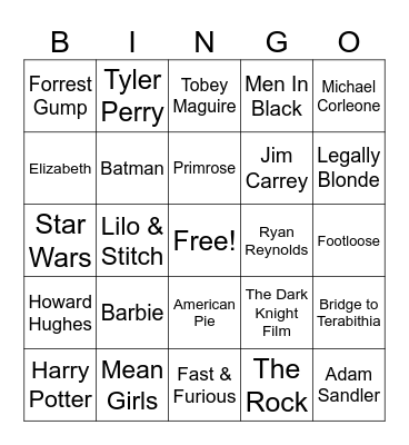 Movie Night Bingo Card