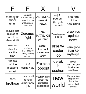 ffxiv 2023 vegas fanfest day 1+2 Bingo Card