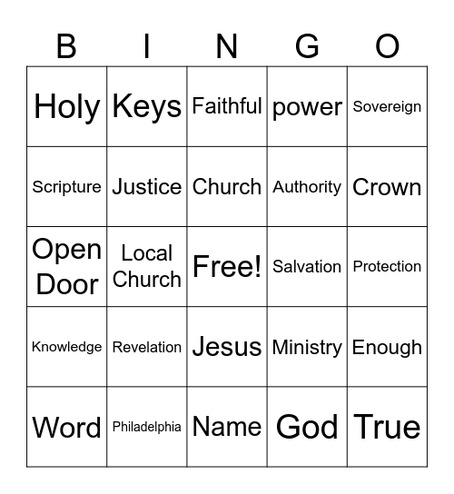 Philadelphia: The Faithful Church Bingo Card