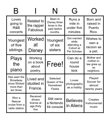 Per Scholas Bingo Card