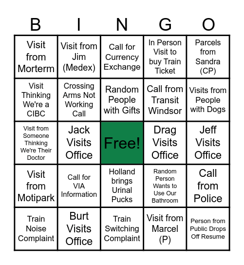 FRONT DESK BINGO Card