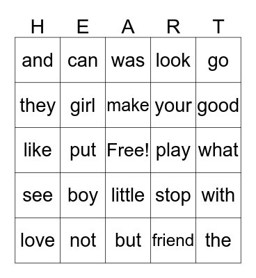 Valentine's Day  Bingo Card