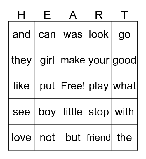 Valentine's Day  Bingo Card