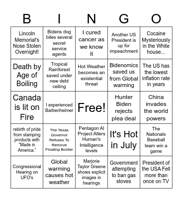 DC Bingo Card