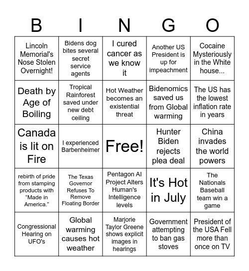 DC Bingo Card
