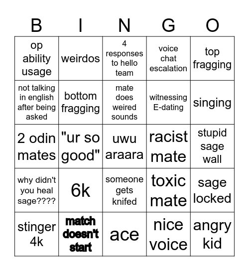 valorant Bingo Card