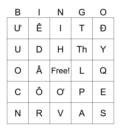 Âm Thanh 1 Bingo Card