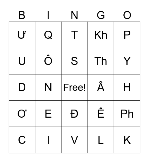 Âm Thanh 2 Bingo Card