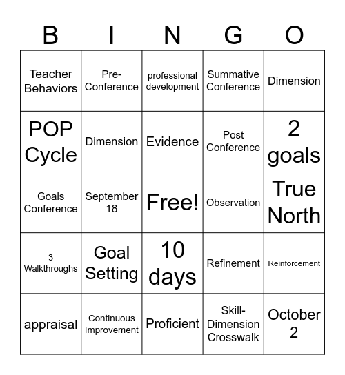 TTESS Bingo Card