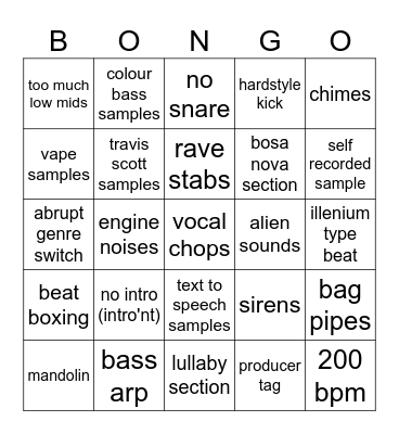 BEAT MAKER BINGO Card