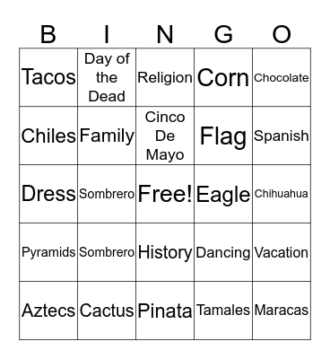 Mexico!! Bingo Card