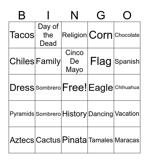 Mexico!! Bingo Card