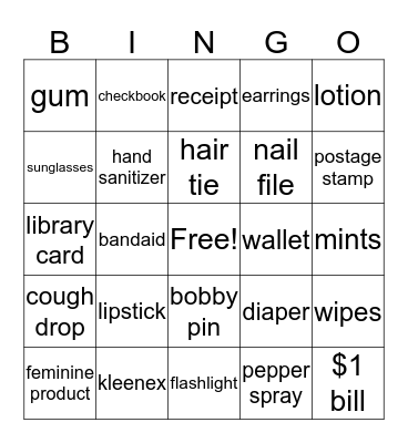 Galentine's Day Purse BINGO Card