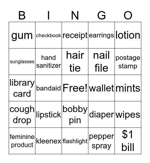 Galentine's Day Purse BINGO Card