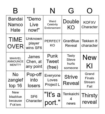 Jay's Evo '23 Bingo Card