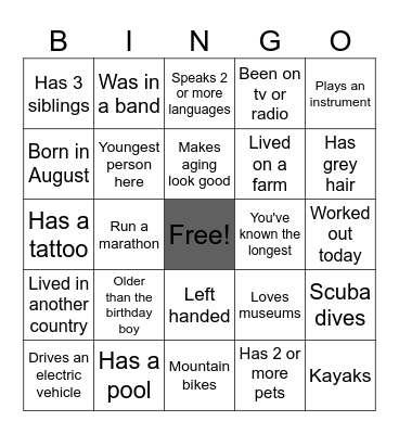 Find Someone Who Bingo Card