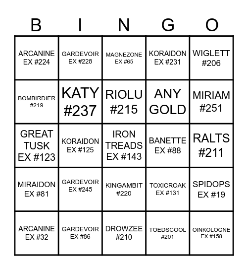 SCARLET AND VIOLET BINGO Card