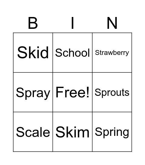 Transition class week 1 tuesday Bingo Card