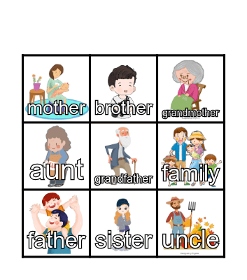 Family Bingo Game Bingo Card