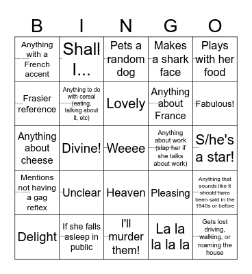 JWill bingo: drink if.... Bingo Card