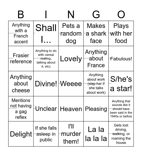 JWill bingo: drink if.... Bingo Card