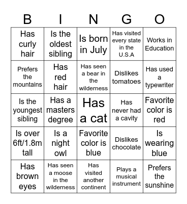 AYP Find Someone Who... Bingo Card
