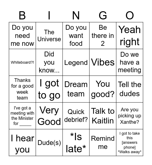 MC Bingo Card