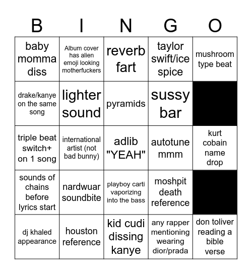 travy patty Bingo Card