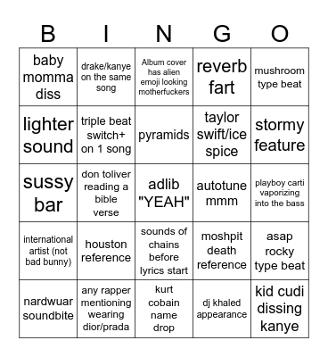 travy patty Bingo Card