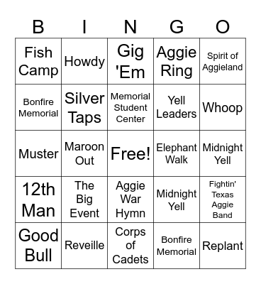 TRADITIONS BINGO Card