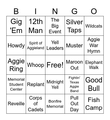 TRADITIONS BINGO Card