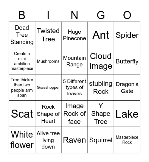 Language of Creation Bingo Card