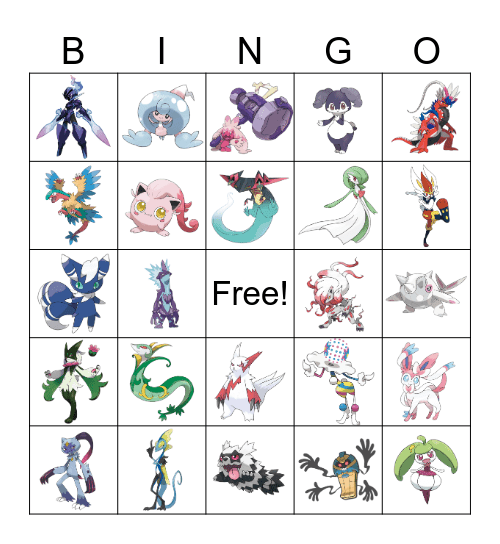 Favorite Pokemon Bingo Card