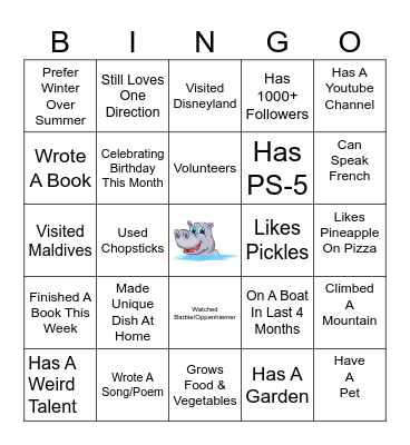 AMONG US Bingo Card