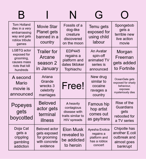 2024 Bingo Card Bingo Card