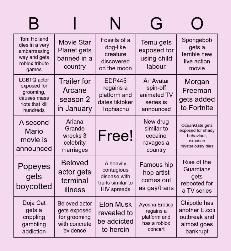 2024 Bingo Card Bingo Card