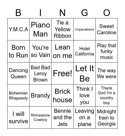 70's Bingo Card