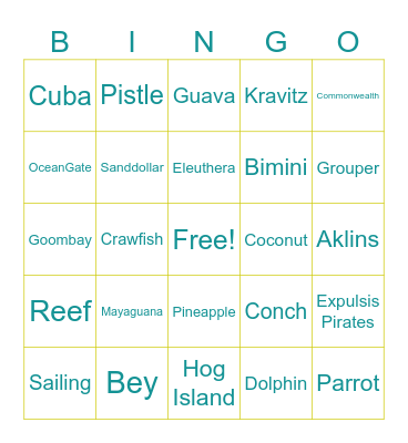 Bahamiam Bingo with Bradley 🌴 Bingo Card