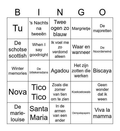 Vlaams & Italiaans Bingo Card
