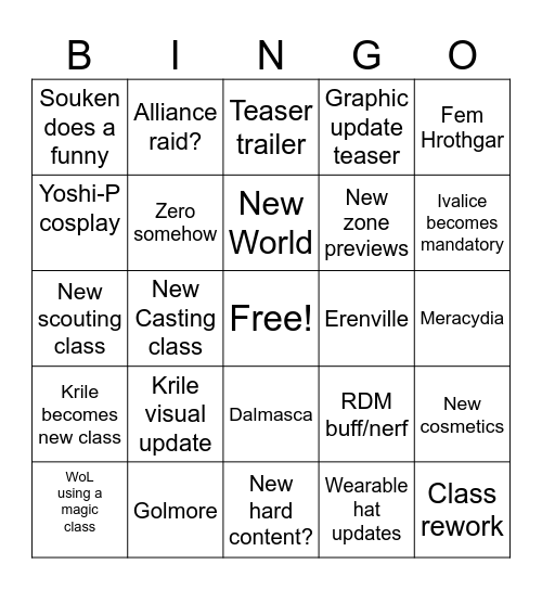 Fanfest 2023 Bingo Card