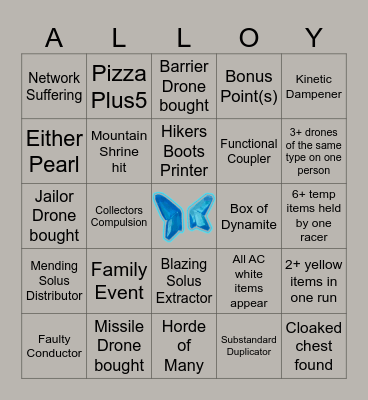Loadout Race Bingo Card