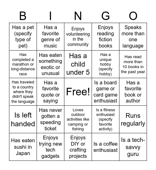 Staff Bingo Card