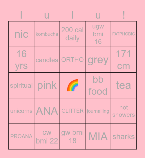 🌈🌈🌈 Bingo Card