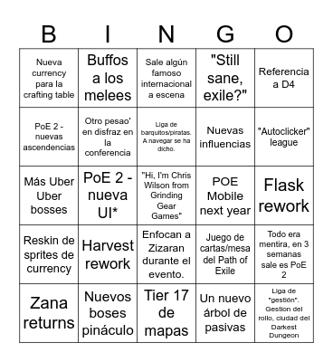 ExileCum Bingo Card