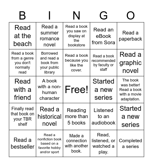 Marist Summer Reading Bingo! Bingo Card