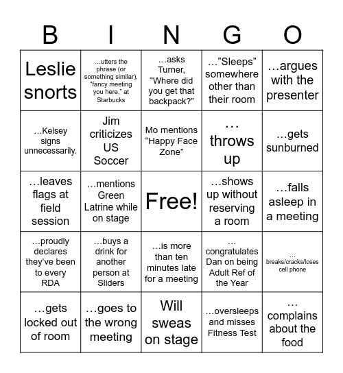 RDA BINGO Card