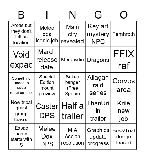 Nael Fanfest Bingo Card