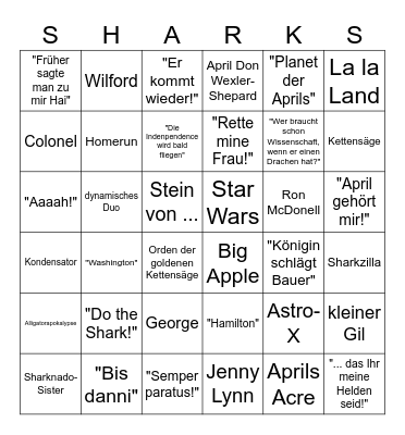 Sharknado-Bingo Card
