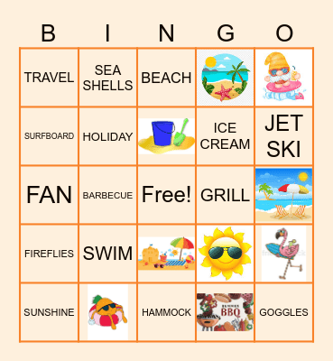 Summer Jam Bingo Card