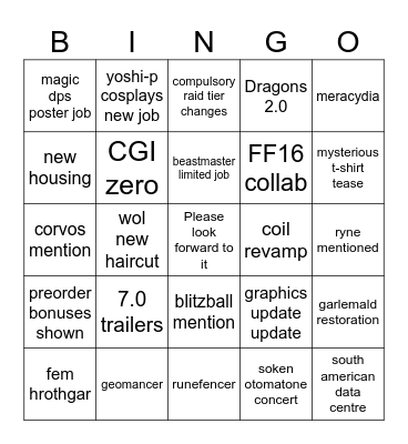 2023 Fanfest Bingo Card
